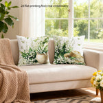 taies d'oreiller fleurs blanches rustiques lit maison panier bois naturel polyester blanc vert beige