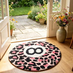 tapis noir blanc léopard chiffre moderne antidérapant polyester salon chambre
