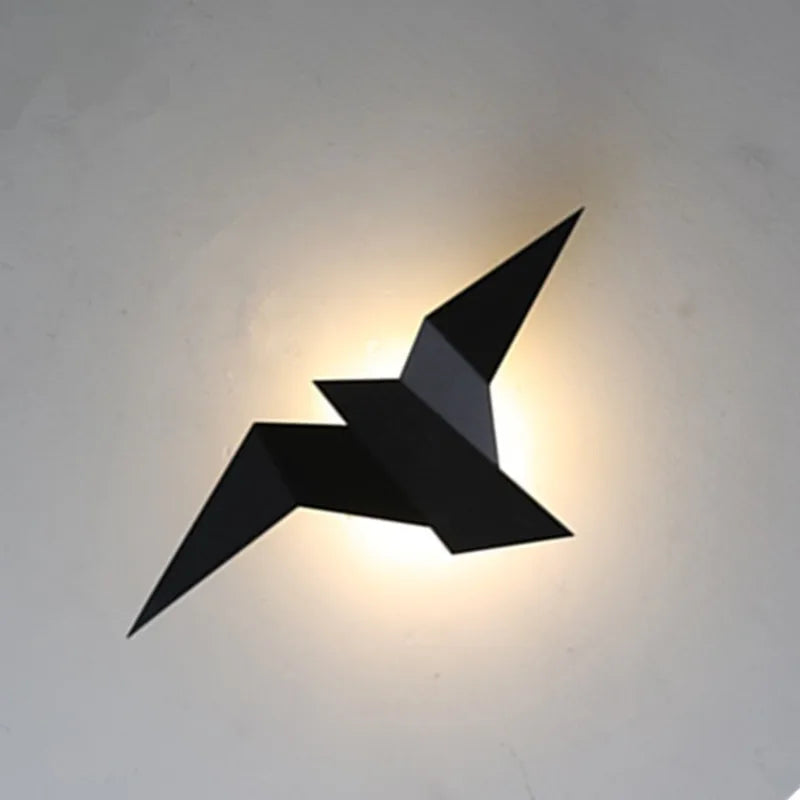 appliques murales oiseau blanc or noir origami contemporain minimaliste led chambre cuisine salle manger
