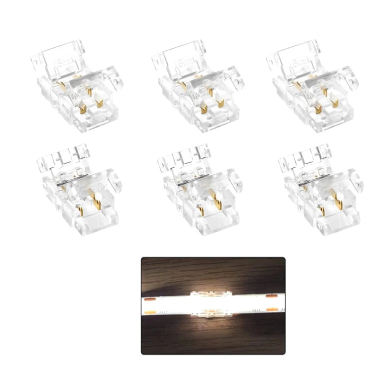 connecteur ruban led transparent clips dorés moderne pratique 24v 8mm