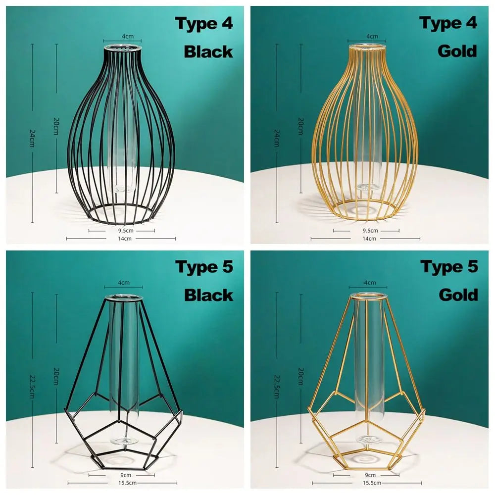 vase decoratif moderne noir or motif geometrique transparent decoration maison