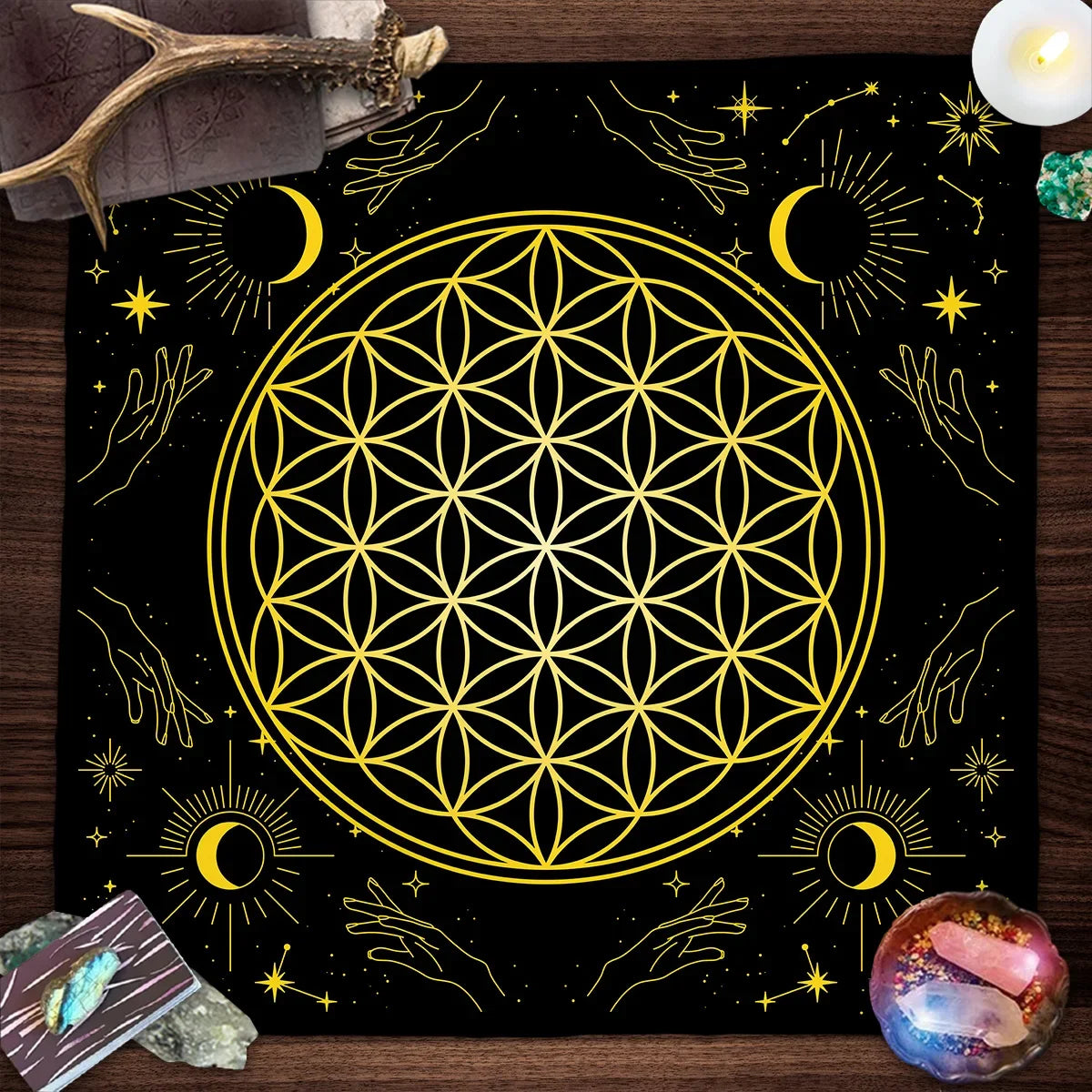 tapis tarot mandala géométrique motifs floraux multicolore moderneextérieur utilisation variée