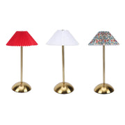 lampe table plissée rouge motif floral moderne abatjour tissu pied metal doré echangementABLE
