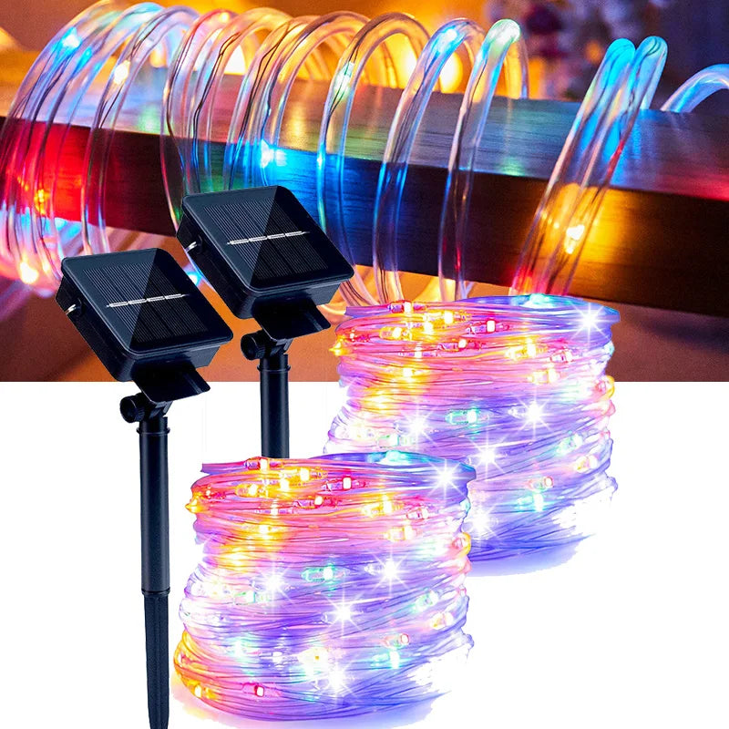 guirlande lumineuse solaire multicolore moderne 100 lumières extérieure décoration jardin fête mariage vacances