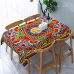 nappe multicolore ethnique motif géométrique floral polyester coton durable facile nettoyer rectangle table manger