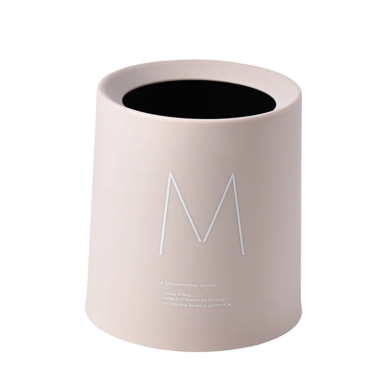 petite poubelle cuisine ronde plastique blanc noir motif cerf lettre minimaliste