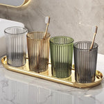 verres dents moderne élégants vert olive doré gris fumé rayures verticales transparents accesoires salle