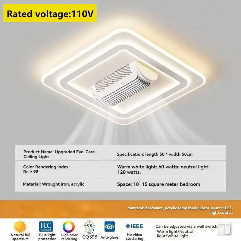 plafonnier led blanc moderne minimaliste ventilation grille diffusion lumière chambre salon