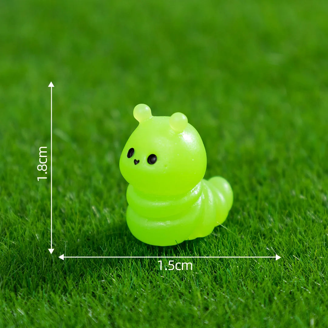 jouets résine vers souriants animaux miniature vert bricolage décoration jardin féerique pastorale