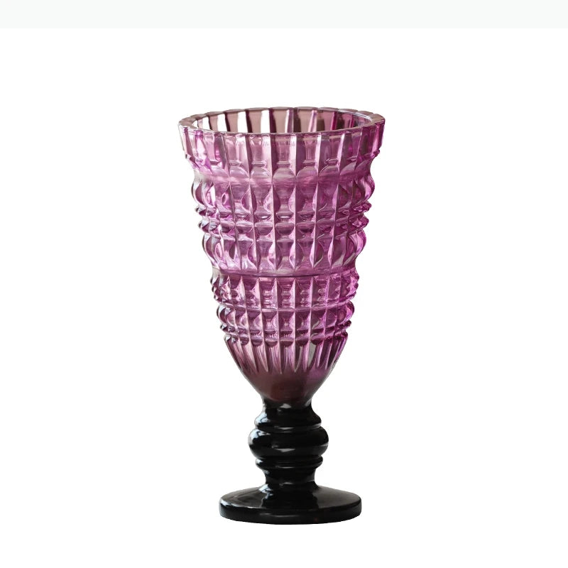 vase transparent gravé rose noir vert violet strié classique moderne table