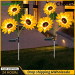 lumières solaires fleurs artificielles jaune vert feuilles pétales moderne décoratifextérieur piquet métallique