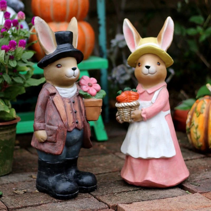 statue jardin lapin couple decor floral ornements paysagers decoration exterieure erotique erotique erotique erotique