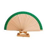 éventail pliant bois couleurs rouge bleu vert rayures horizontales classique opalescent festif artisanal