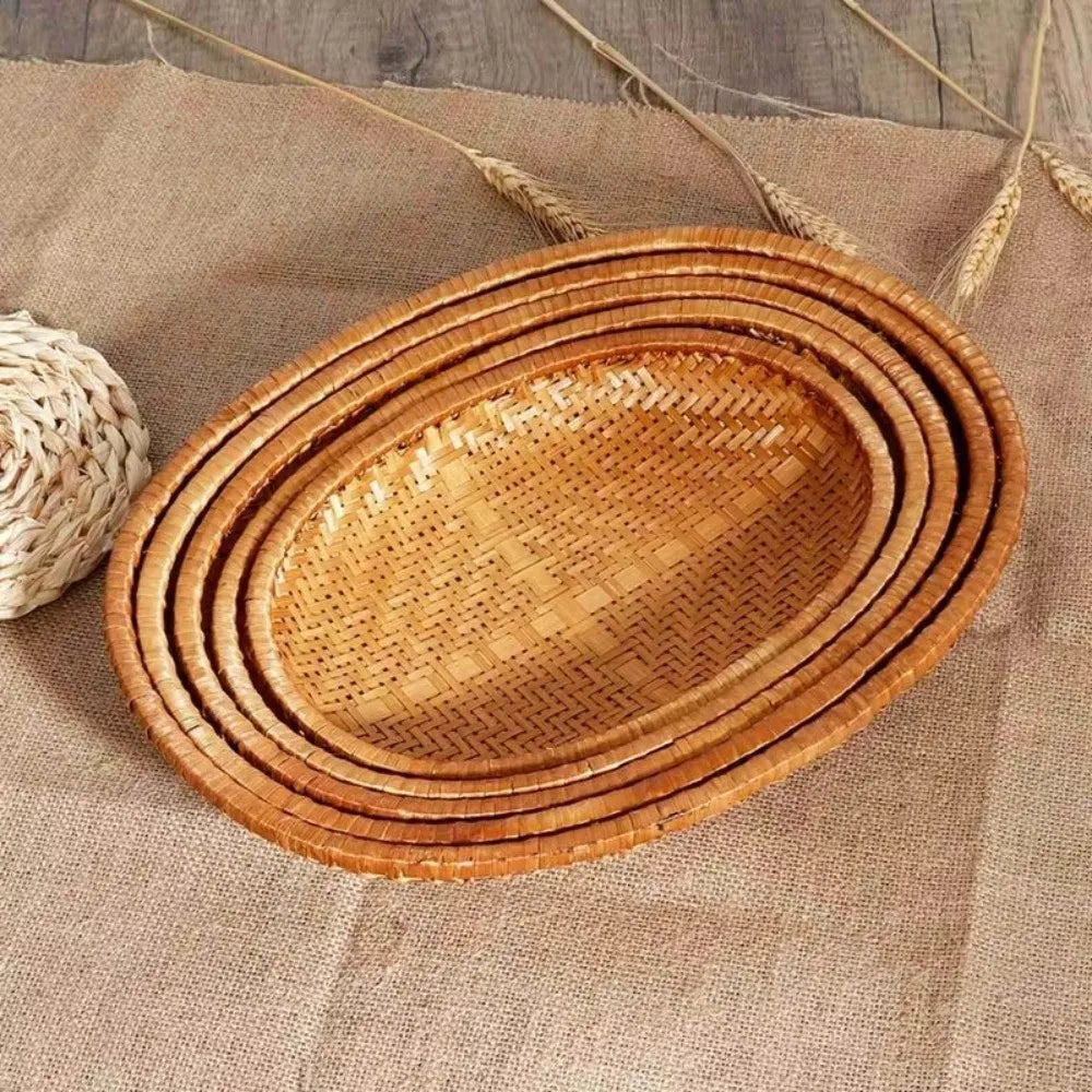 panier rangement ovale osier marron tissage traditionnel respectueux environnement utilisation multiple rangement fruits 25cm