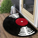 tapis demi cercle noir rouge vinyle moderne antidérapant intérieur chambre porte salon