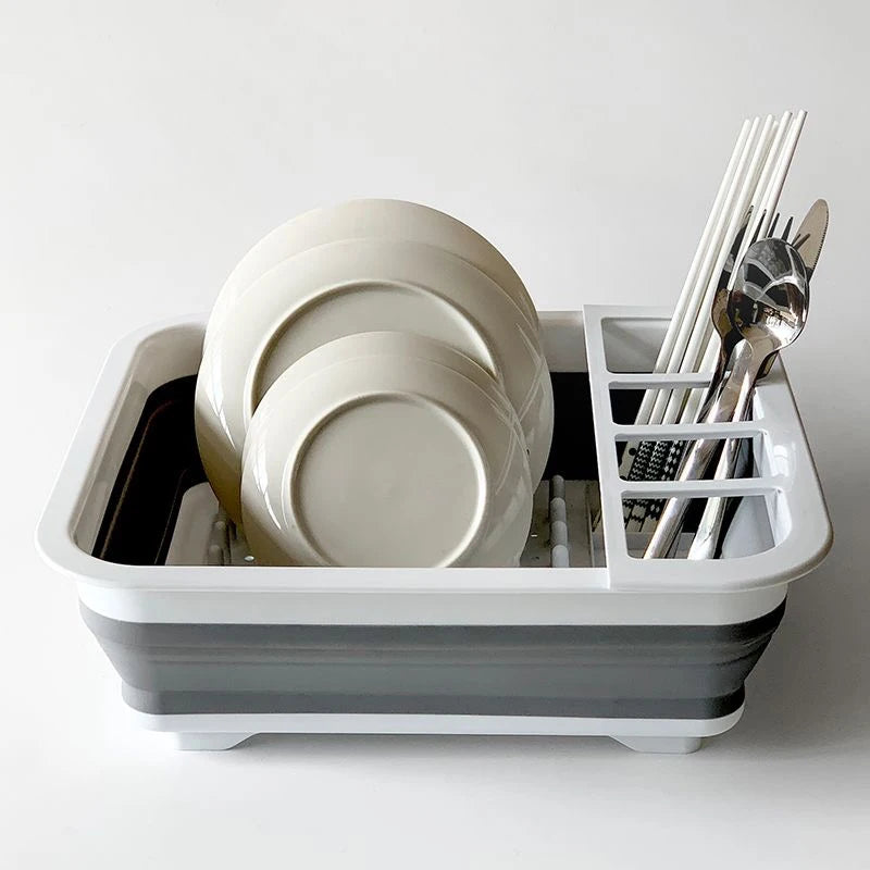 range vaisselle pliable blanc gris moderne assiettes couverts facile nettoyer camping car caravane bateau