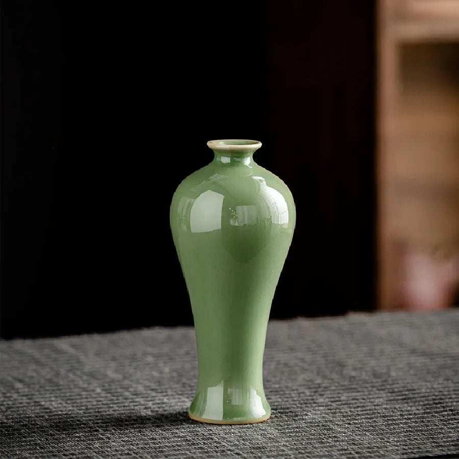 vases céramique vert moderne table décoration intérieur fleurs artificielles