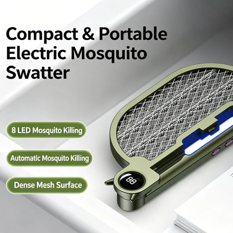 raquette électrique anti moustiques rechargeable pliable uv led moderne portable support mural