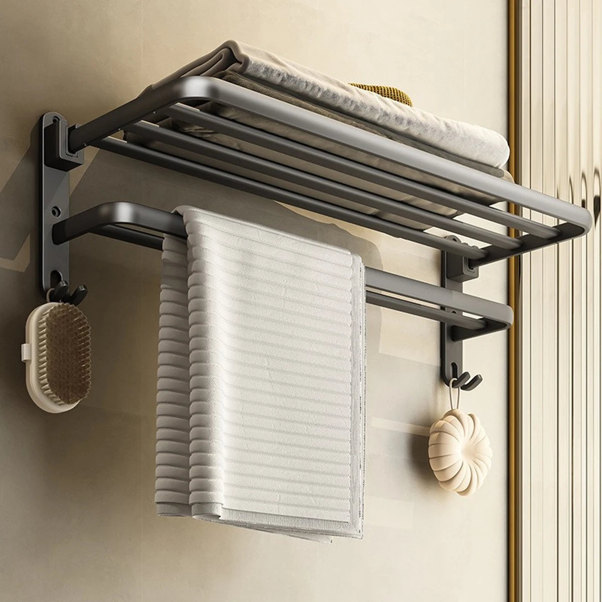porte serviettes mural étagères crochets moderne minimaliste aluminium noir blanc