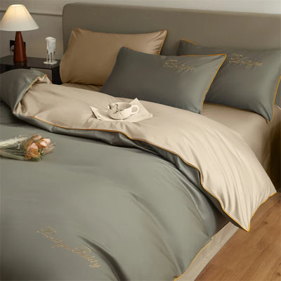 Housse de couette 200x200 cm coton égyptien bleu marine sur lit double