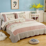 couvre lit patchwork coton floral vert beige rose matelassé maison hiverversible machine laver