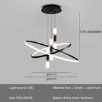 lampe suspendue moderne scandinave anneau métallique noir blanc doré salon chambre