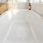 tapis bain antidérapant moderne gris clair perforations ventouses 37x68cm drainage sécurisé doux machine