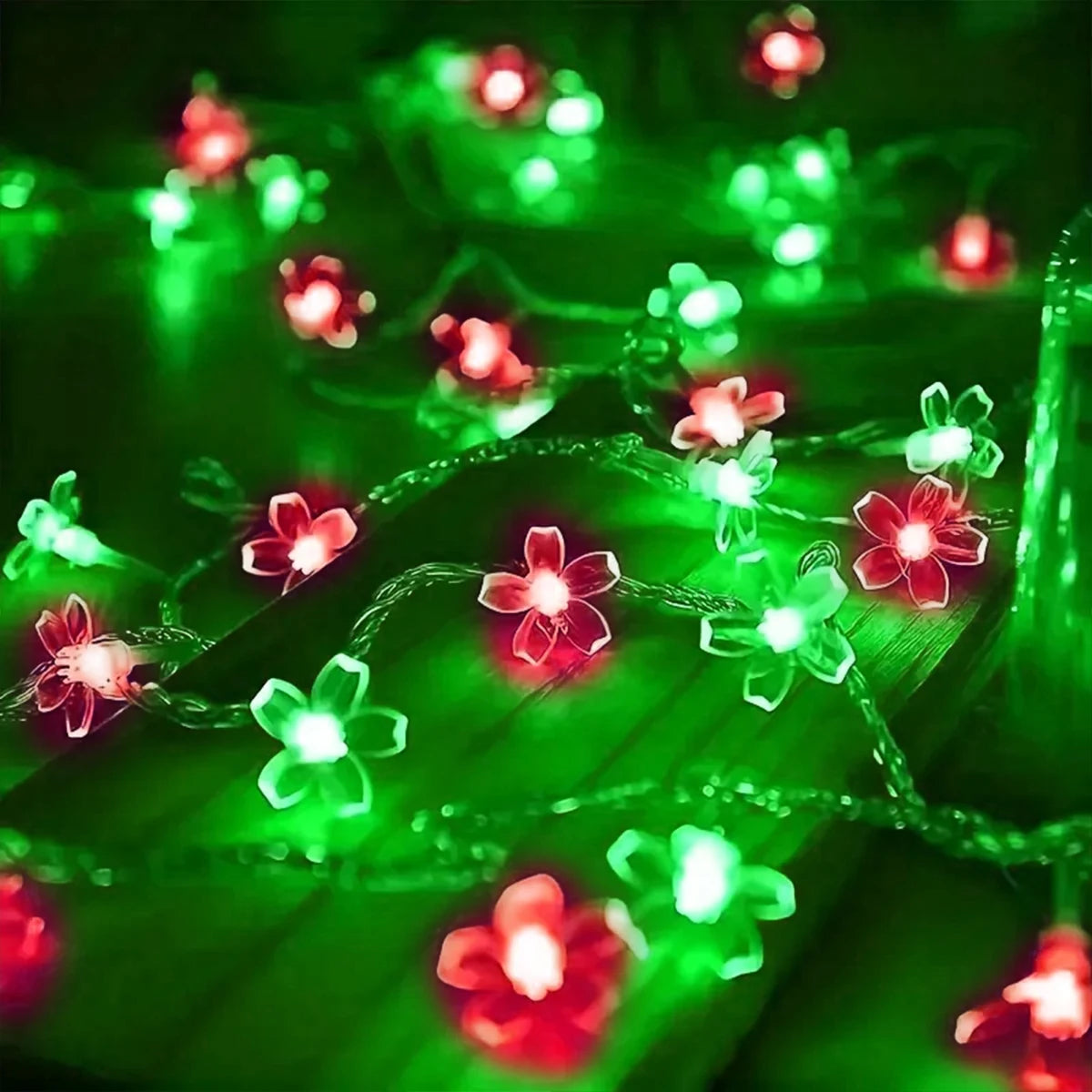 guirlande lumineuse fleurs rose blanc rouge bleu moderne modes éclairage usb batterie