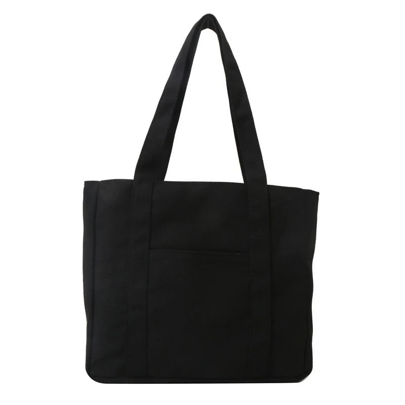 sac main noir beige moderne casual toile uni poche fermeture éclair poignées détachables
