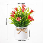 bouquet artificiel fleurs modernes ruban jute accroché extérieur exposition anniversaire orange blanc rose violet