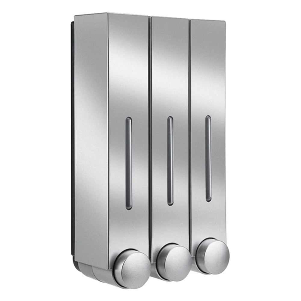 distributeur savon liquide noir blanc moderne adhésif easy install hygiène salle bain minimaliste matériaux