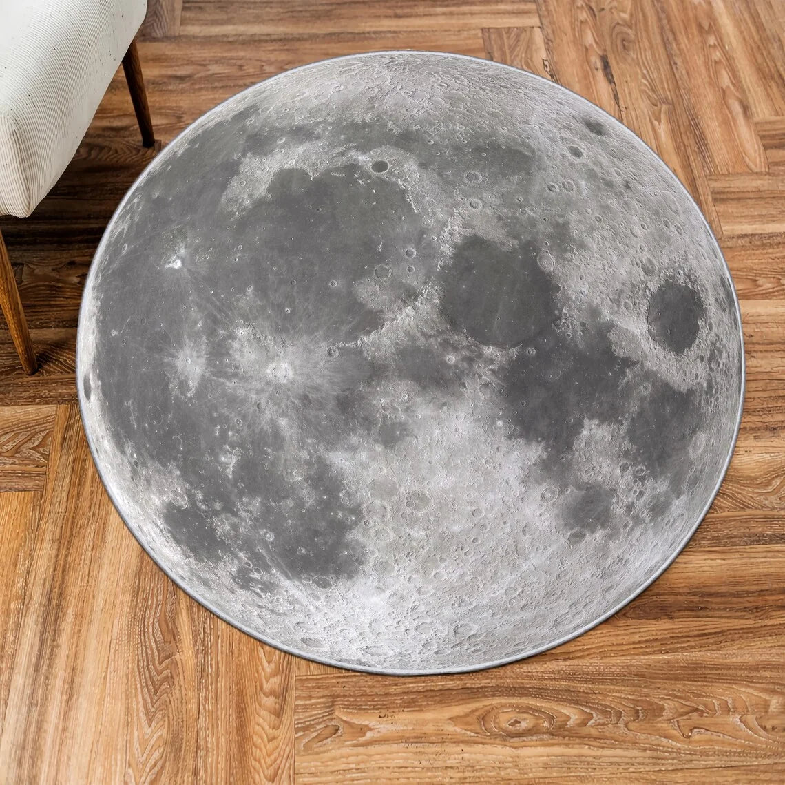tapis rond moderne gris noir lunaire 40cm 80cm 120cm polyester polypropylèneextérieur décoration chambre maison