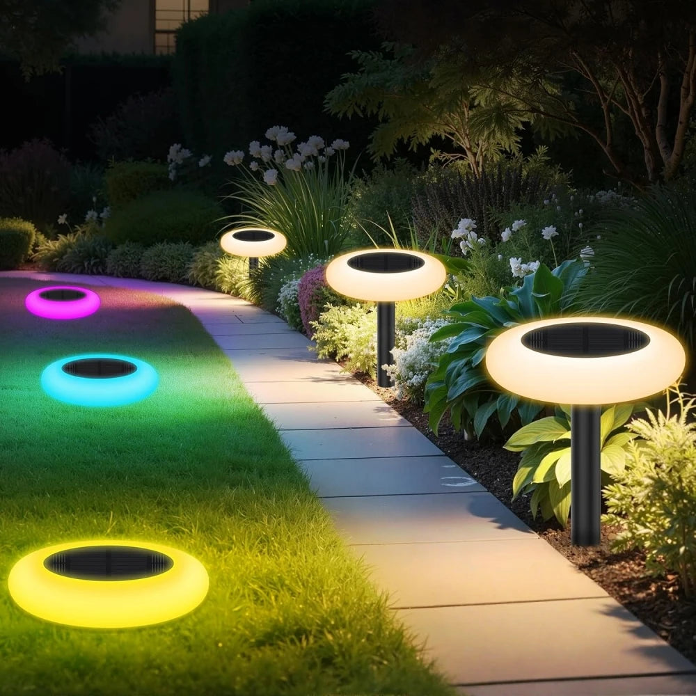 lumière solaire jardin led ip65 moderne rouge vert bleu semi transparent piquet noir on/off