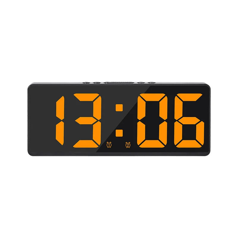 horloge numérique moderne écran LED noir blanc vert números lumineux anti perturbation snooze mode