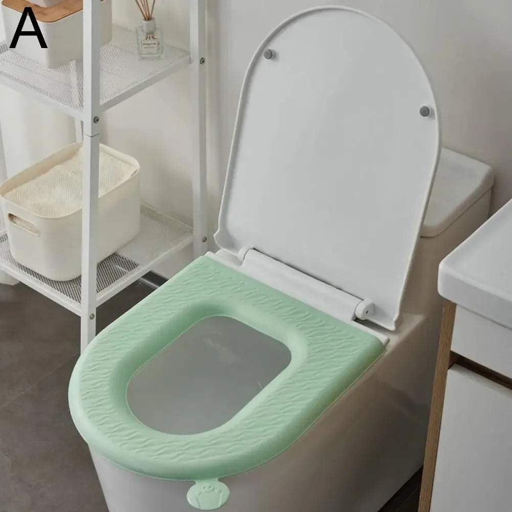 coussin toilette confortable vert bleu rose clips plastique souple pratique washable