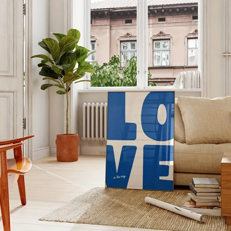 Impression sur toile sans cadre accrochée dans un salon chic