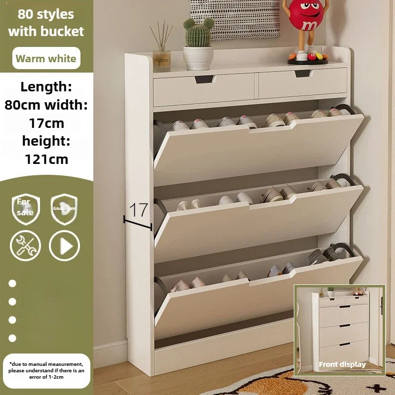 armoire chaussures moderne beige clair tiroirs rangement chaussures objets multifonction bois MDF