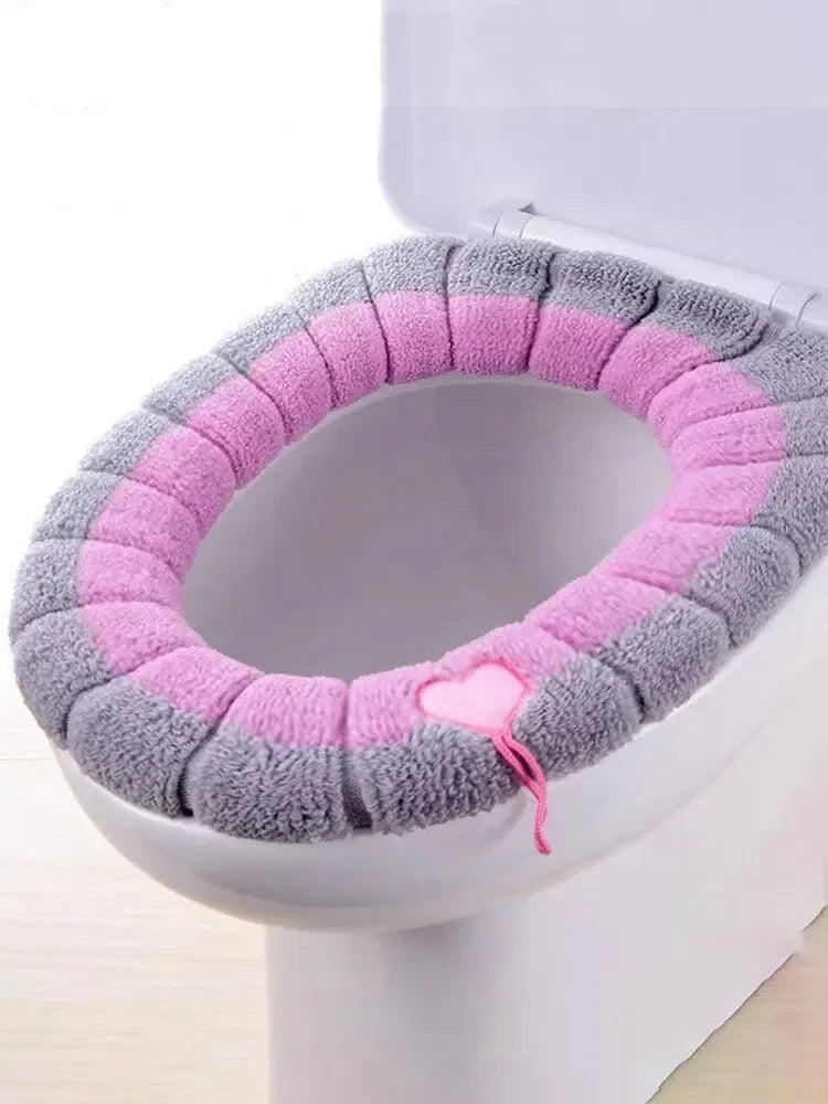 couvre siege toilette gris rose bleu violet jaune vert doux chaud adhésif lavable respectueux