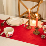 chinois table noël rouge vert brodé arbre maison fêtes classique polyester