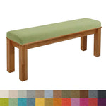 coussins personnalisables tissu coton lin simple vert banc bois naturel fixés