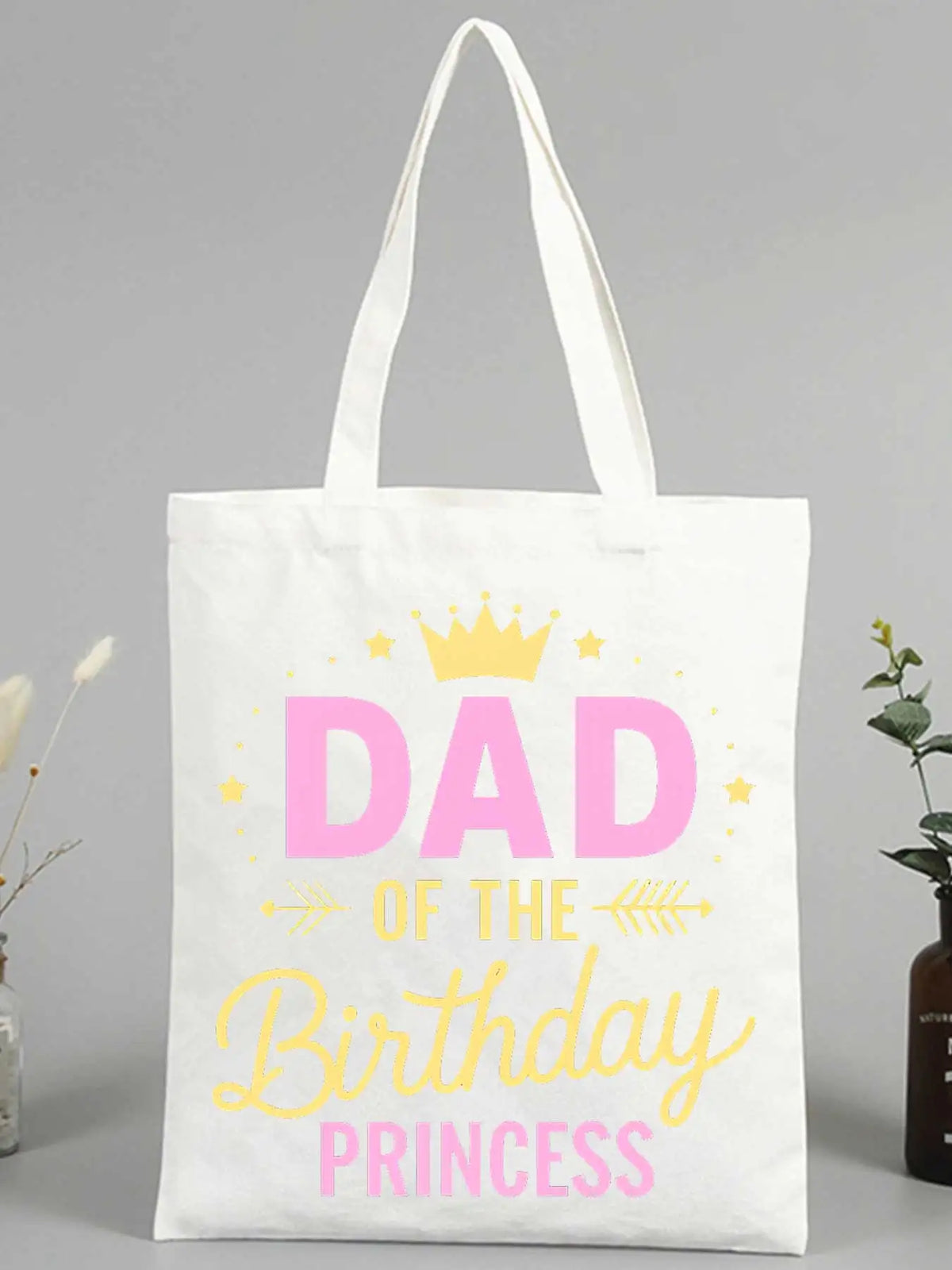 sac main toile blanc motif cartoon dad birthday princess étoiles poignées détachables usage quotidien