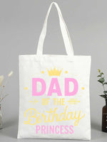 sac main toile blanc motif cartoon dad birthday princess étoiles poignées détachables usage quotidien