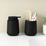 distributeur savon tasse dents noir mat moderne minimaliste respectueux environnement deux pièces