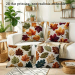 taies d'oreiller automne feuilles colorées campagnard beige polyester 45x45cm opacité