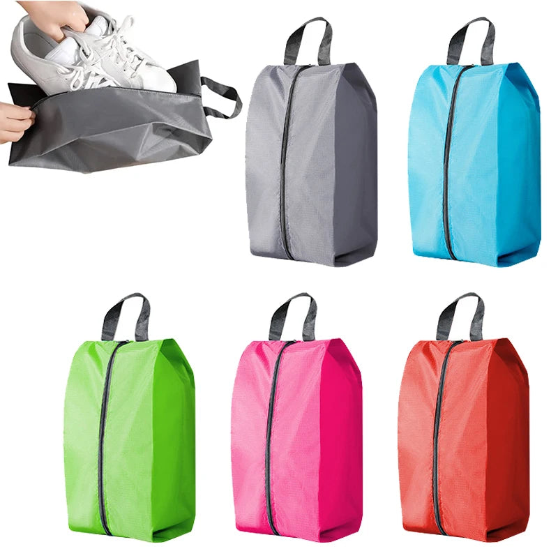 sacs rangement chaussures toile bleu vert rose gris modernes pratique zips poignées respectueux environnement