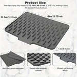 tapis drainage vaisselle silicone gris moderne rayures diagonales respectueux environnement 40x32.5cm