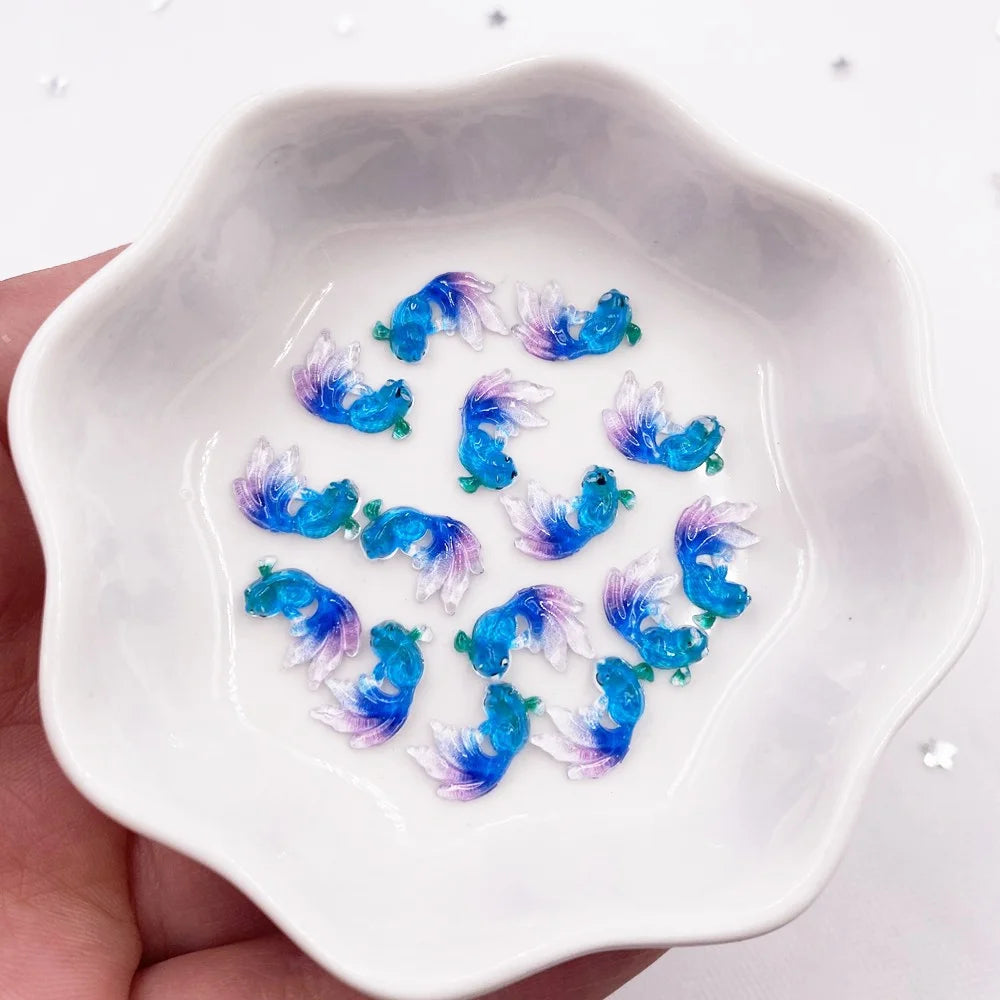 poissons miniatures résine multicolores transparentes animaux compagnie accessoires bricolage scrapbook occasions fêtes