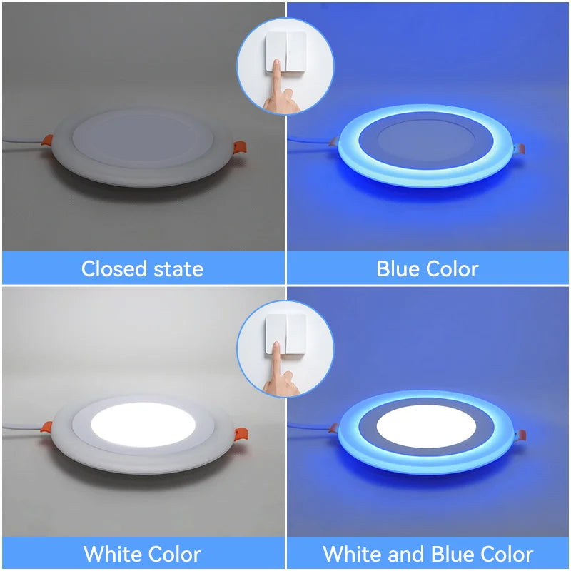 Panneau LED blanc bleu moderne 6W 9W rond carré clips inclusion