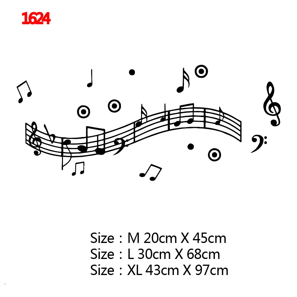 sticker mural notes musicales texte médicament esprit noir moderne décoration chambre salon
