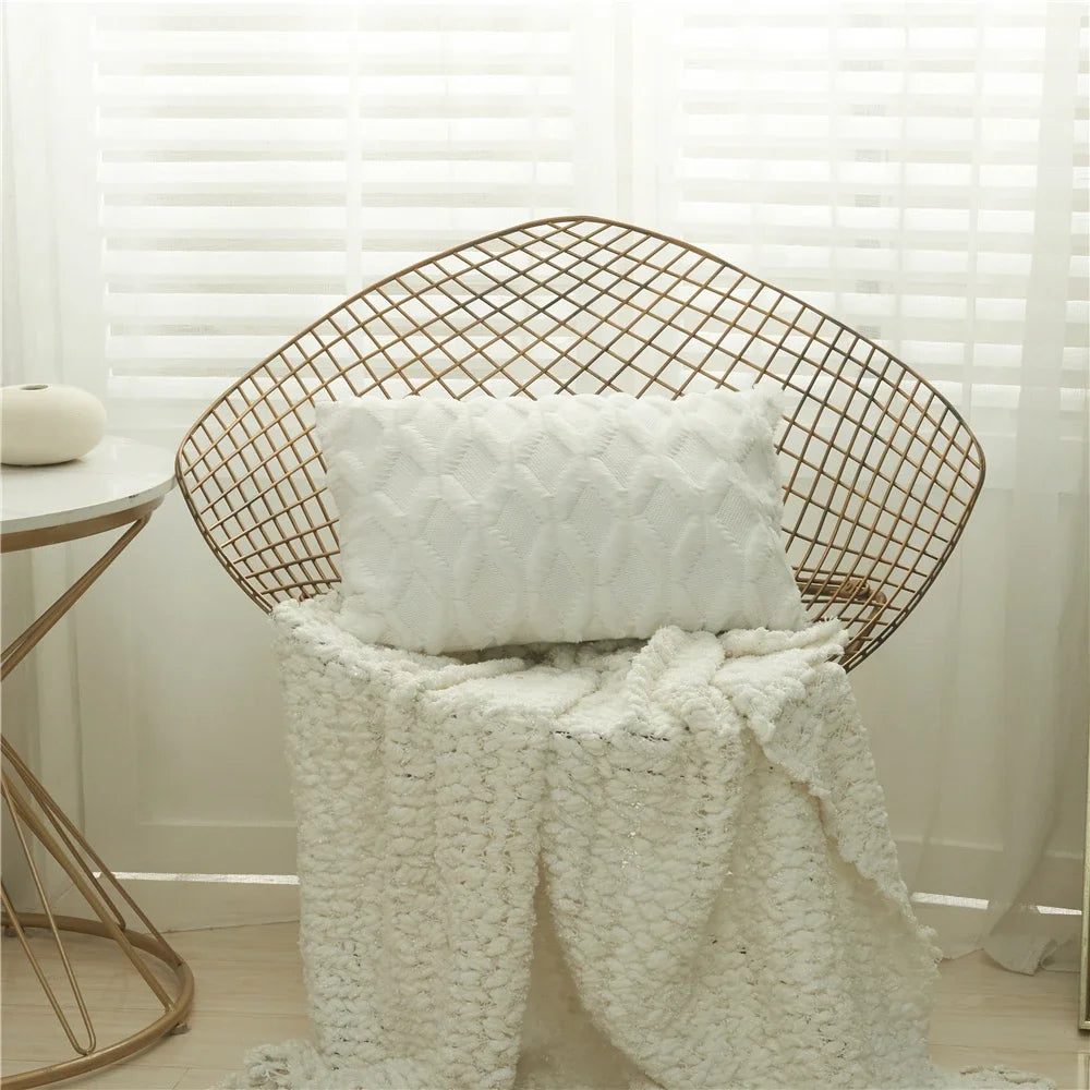 coussin carré blanc rayures diagonales moderne décoration intérieur 30x50cm machine wash hand wash